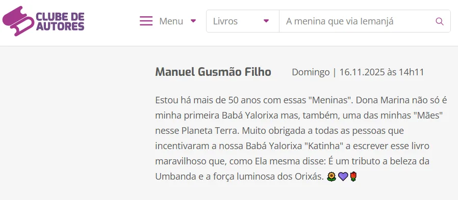 A menina que via Iemanjá - A história por trás do livro